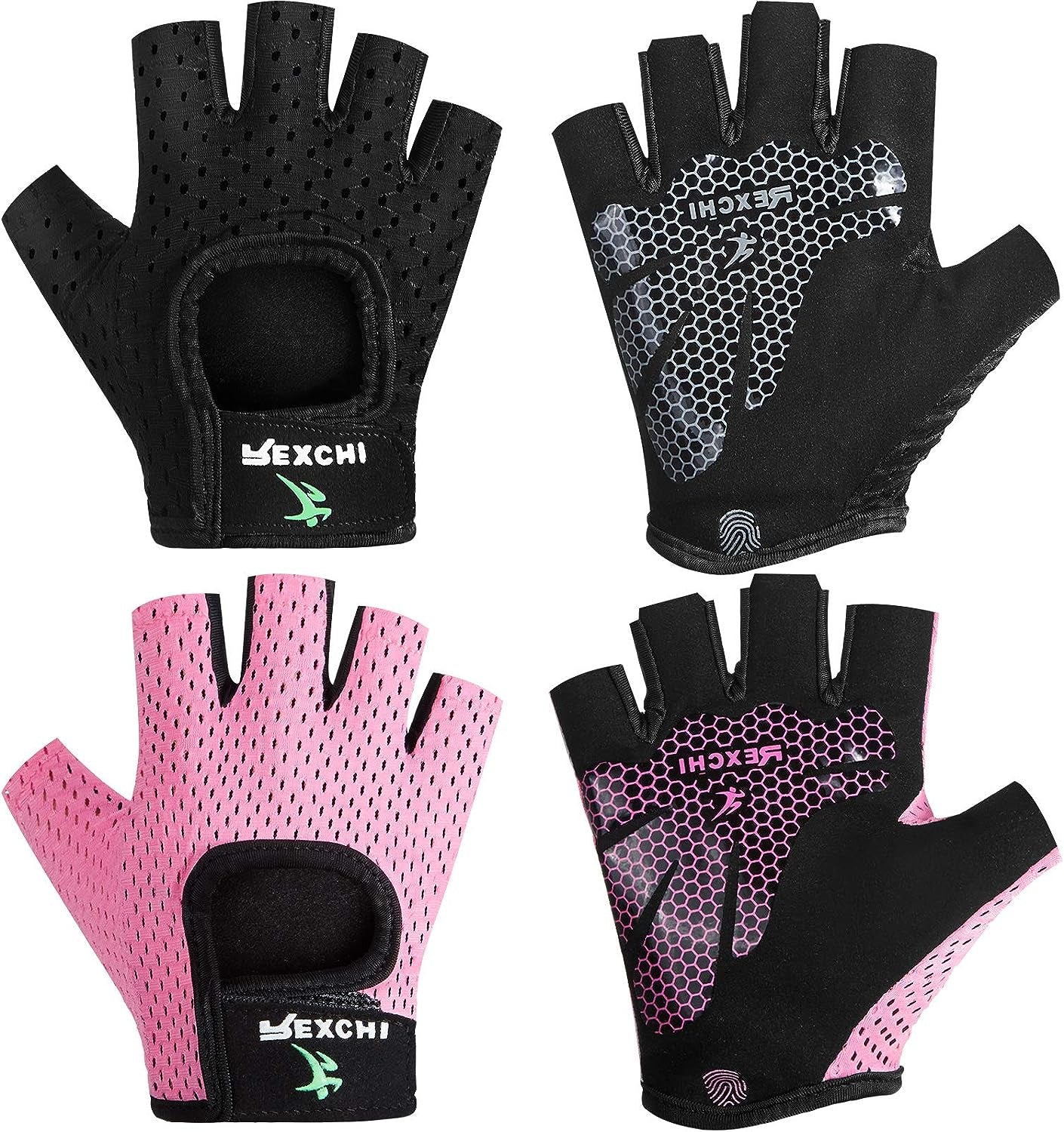 2 Pairs Workout Gloves Adjustable Weight Lifting Gym Exercise Training Breathable Workout Gloves with Full Palm Protection for Men and Women Fitness, Biking, Pull Up