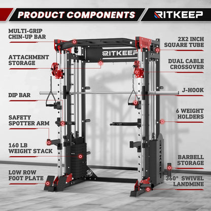 PMAX 5600 Home Gym Smith Machine - Integrated Weight System