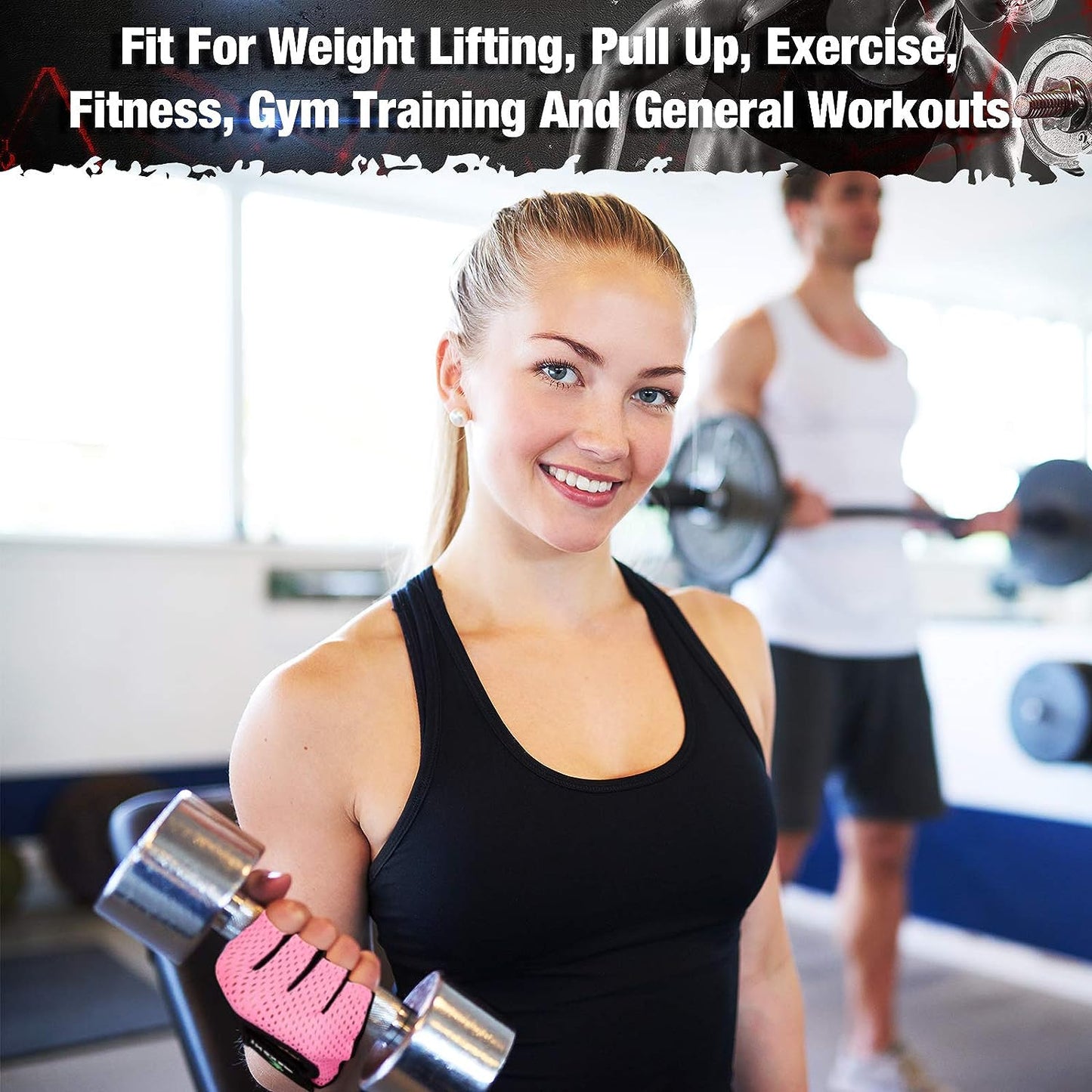 2 Pairs Workout Gloves Adjustable Weight Lifting Gym Exercise Training Breathable Workout Gloves with Full Palm Protection for Men and Women Fitness, Biking, Pull Up